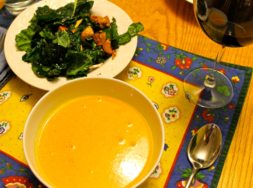 Image - Carrot Ginger Soup with Kale, Apple & Almond Salad